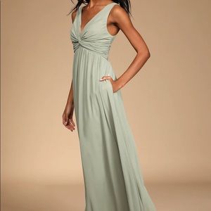 Lulus Easy To Love Sage Green Dress, Large